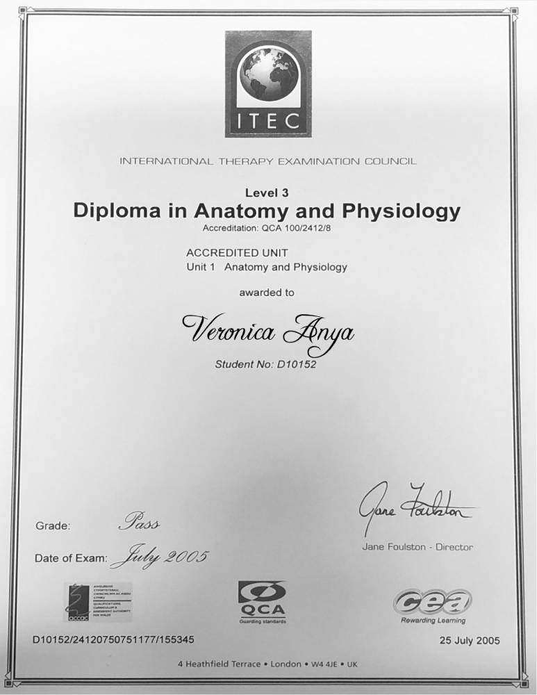 Diploma in Anatomy and Physiology Certificate
